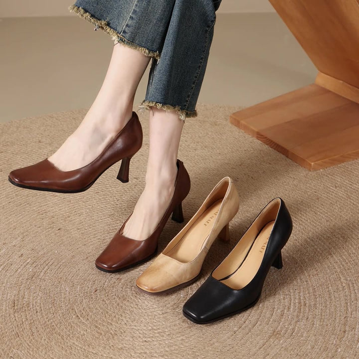 Lorena | Square-Toe Leather Pumps