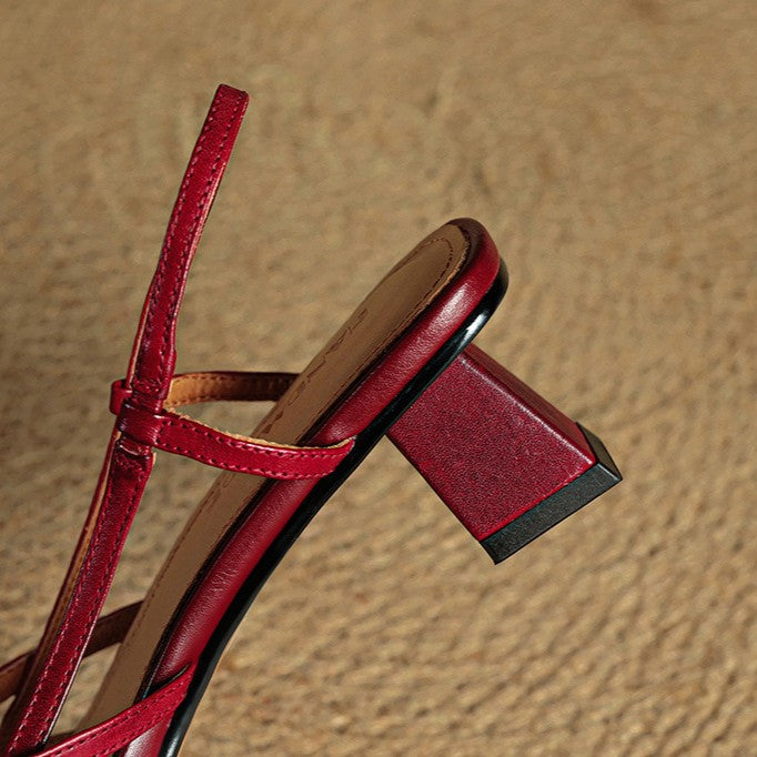Pauline | Cross-Strap Leather Slingback Heels