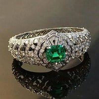 Esmeralda™ - White Gold Art Deco Ring with Emerald