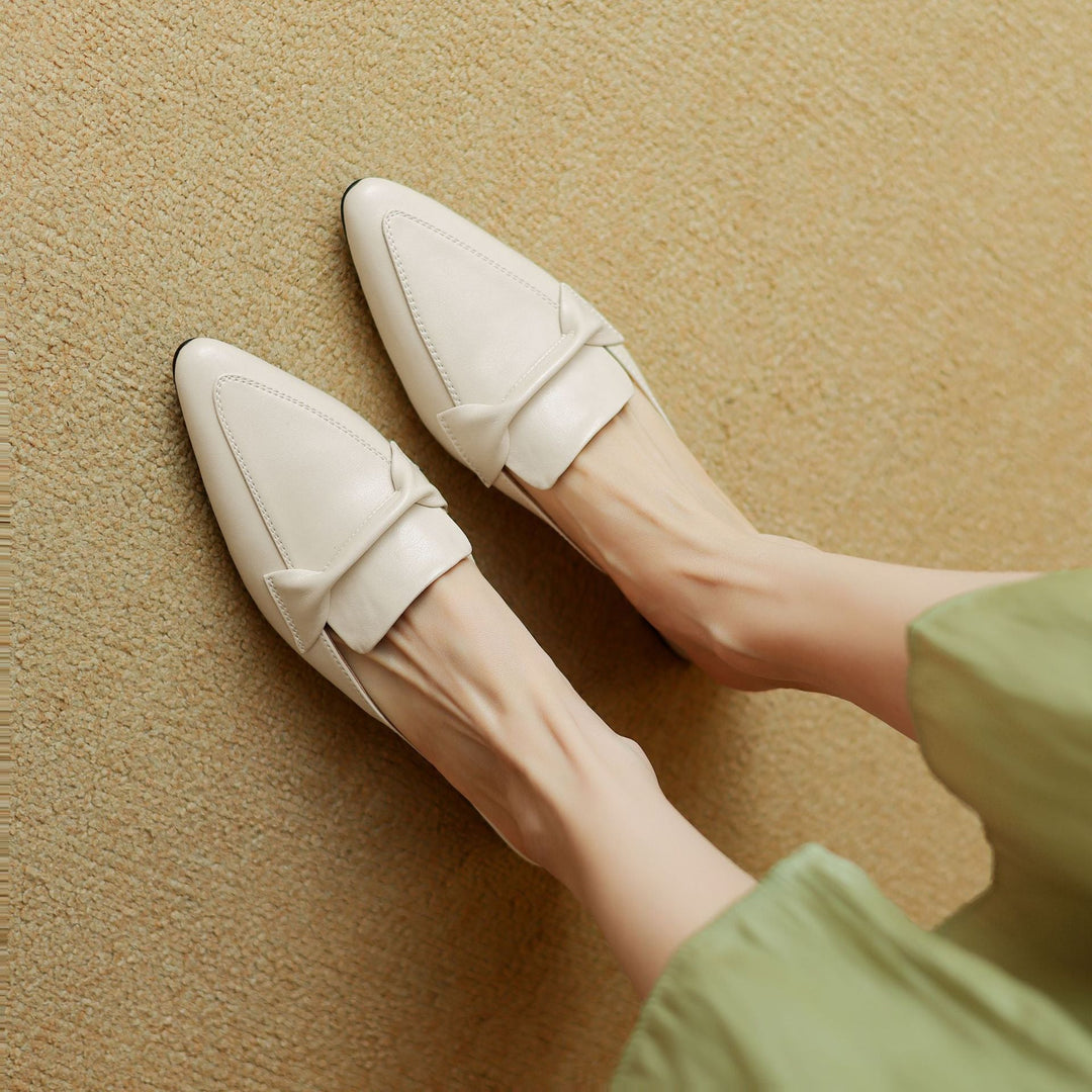 Matilda pointed leather mules, full pair view