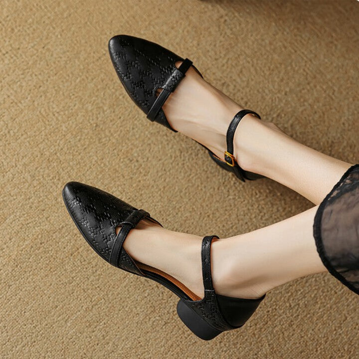 Cynthia | Woven Leather Mary-Janes