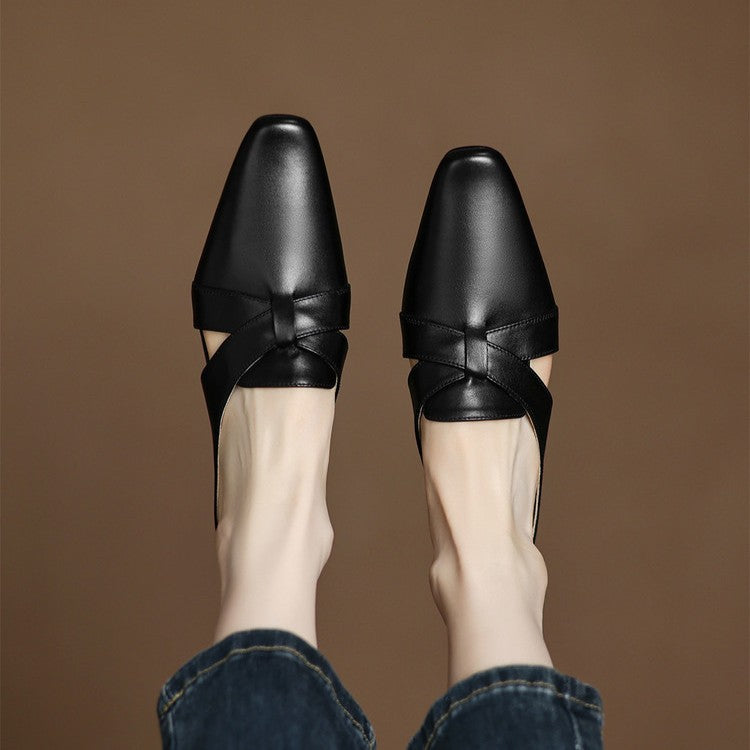 Carmen | Cross-Strap Leather Heeled Mules