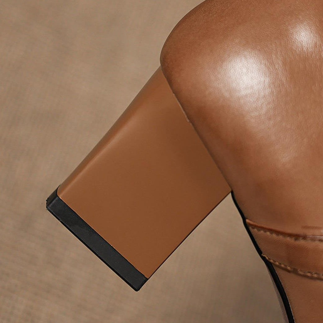 Doris | Square-Toe Leather T-Bar Heels