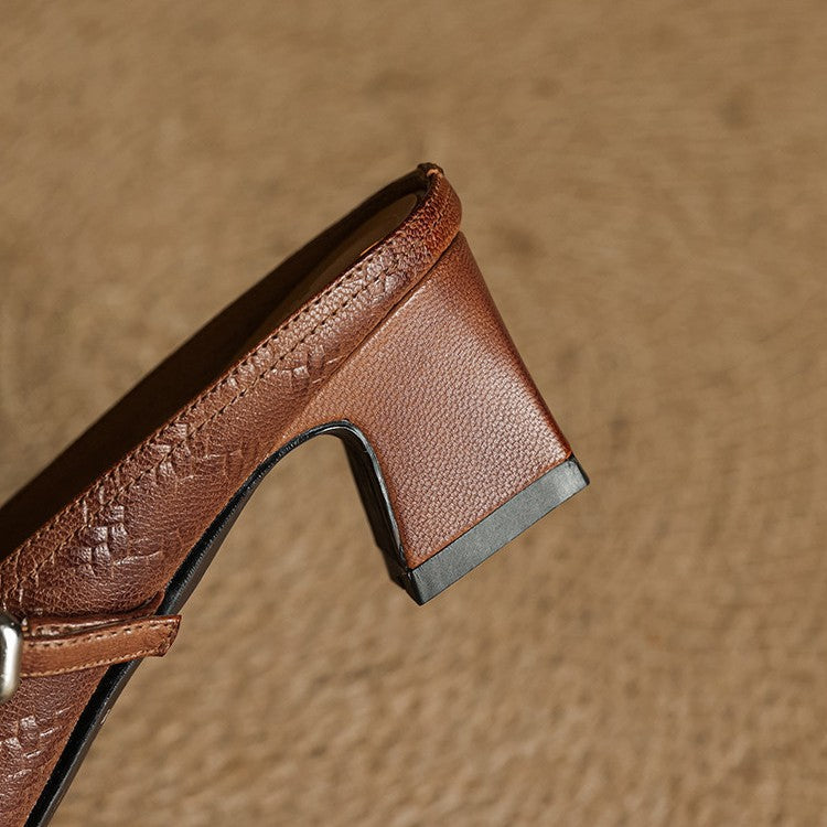 Cecilia strap mules, front view in Soft Sand