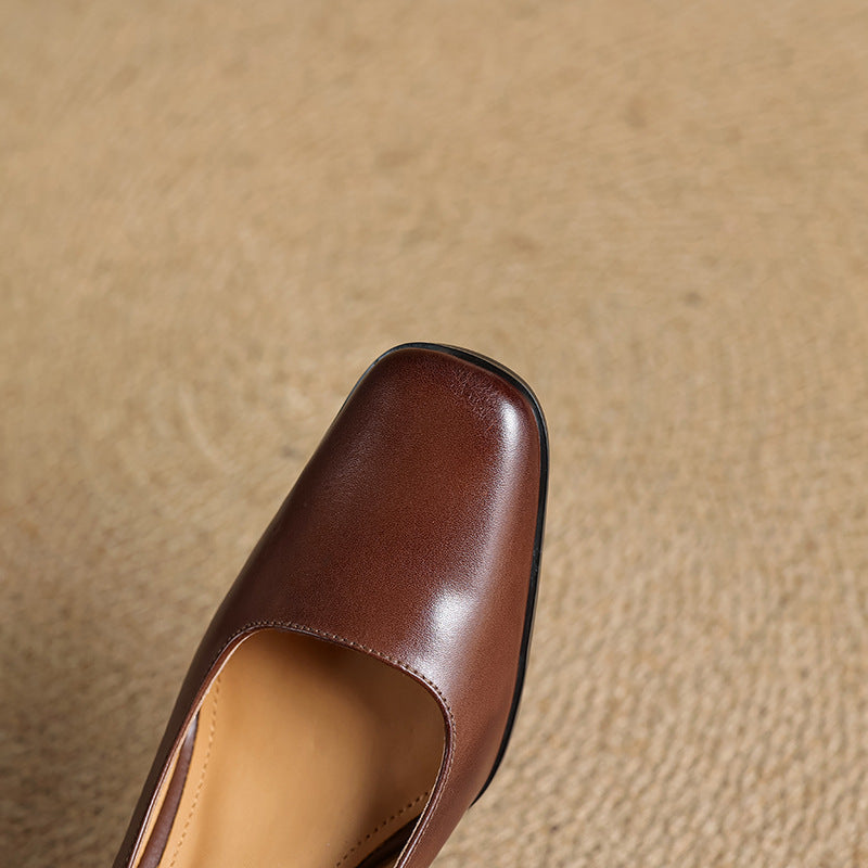 Lorena | Square-Toe Leather Pumps