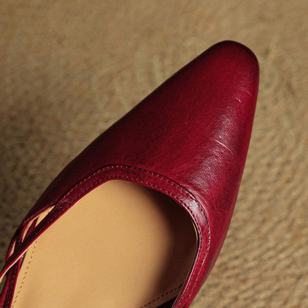 Pauline | Cross-Strap Leather Slingback Heels