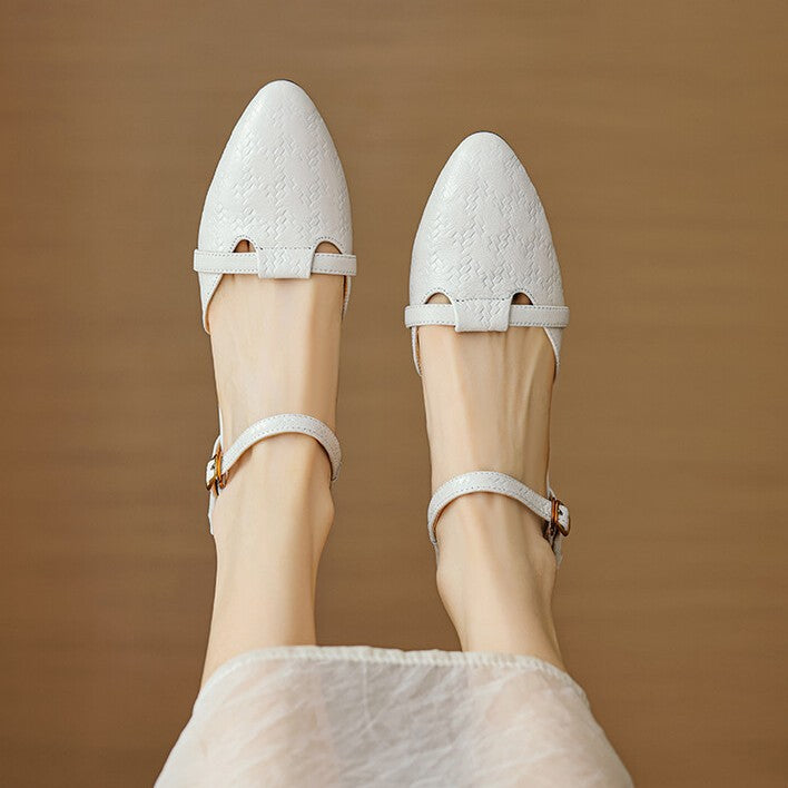 Cynthia Mary-Janes, front view in Chalk Ivory