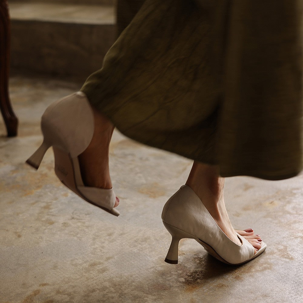 Juliette | Square-Toe Leather Heeled Sandals