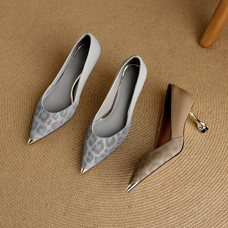 Vanessa | Leopard-Toe Leather Sculpted Heels