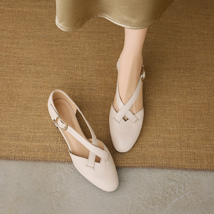 Carol heels, front view in Soft Oat