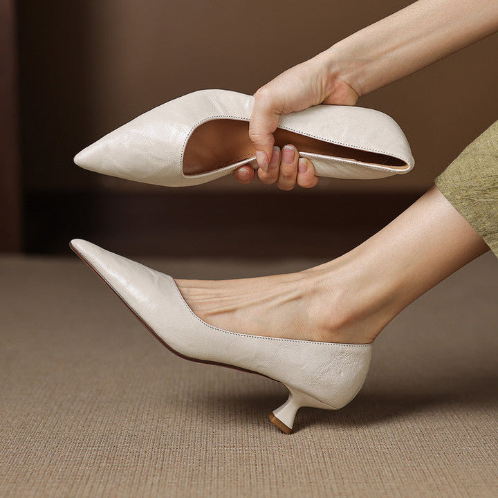 Marion | Pointed Leather Low Pumps