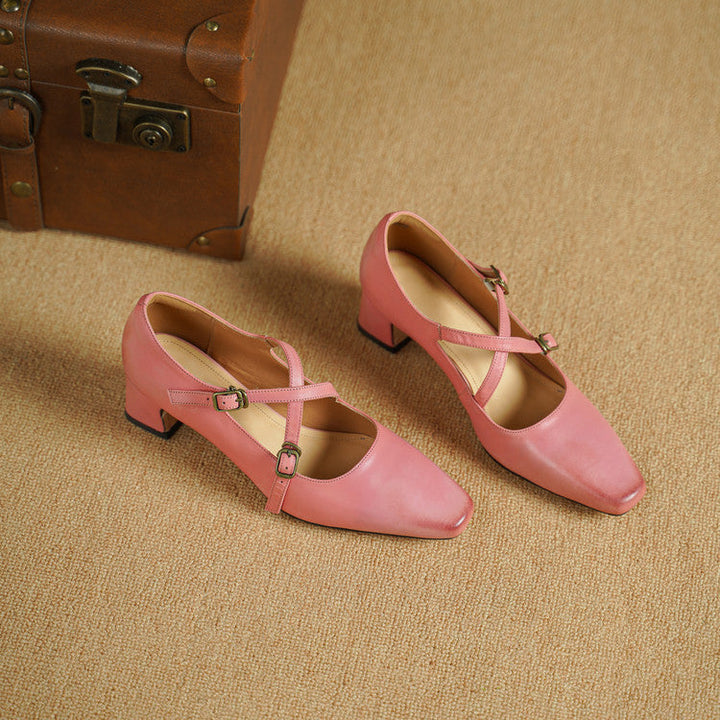 Deborah cross-strap leather Mary-Jane heels, all three colors
