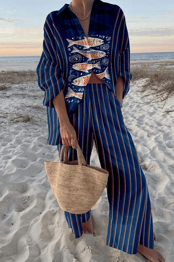 Solenne™ - Printed Wide-Leg Two-Piece Summer Set
