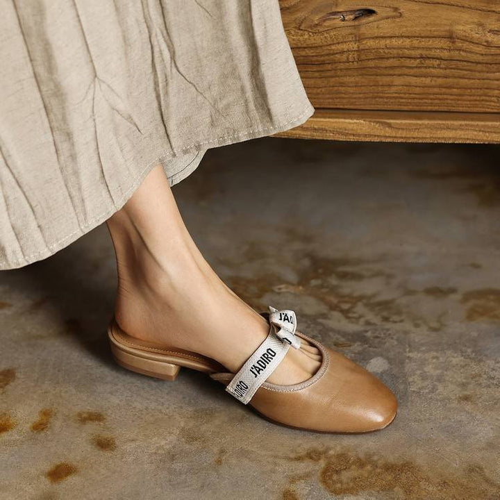 Adele | Bow Leather Heeled Mules