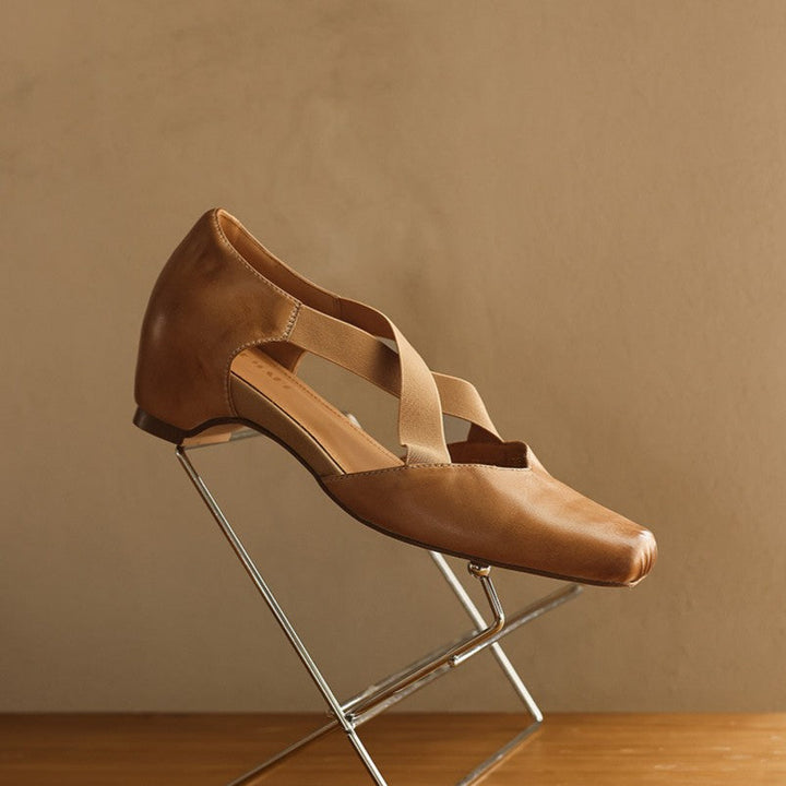 Eloria Leather Cross-Strap Heels