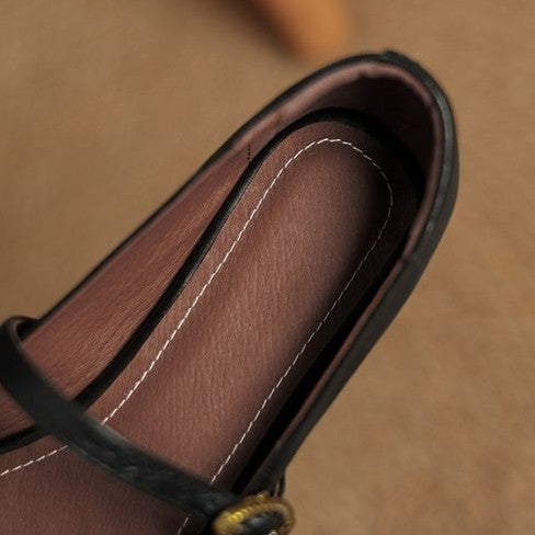 Rosalie pointed leather Mary-Jane kitten heels, both colors side by side
