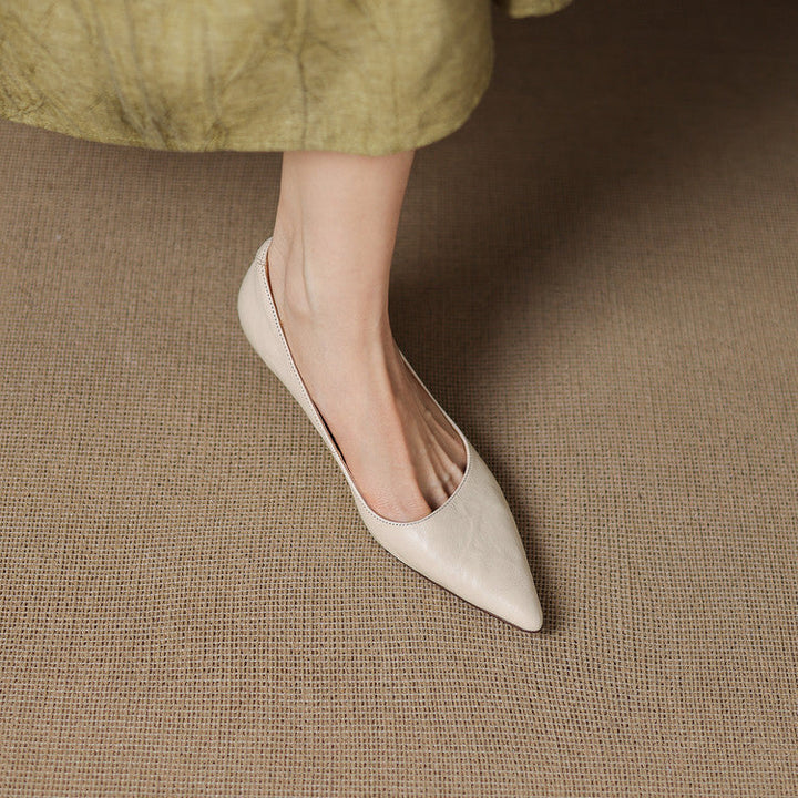 Marion | Pointed Leather Low Pumps