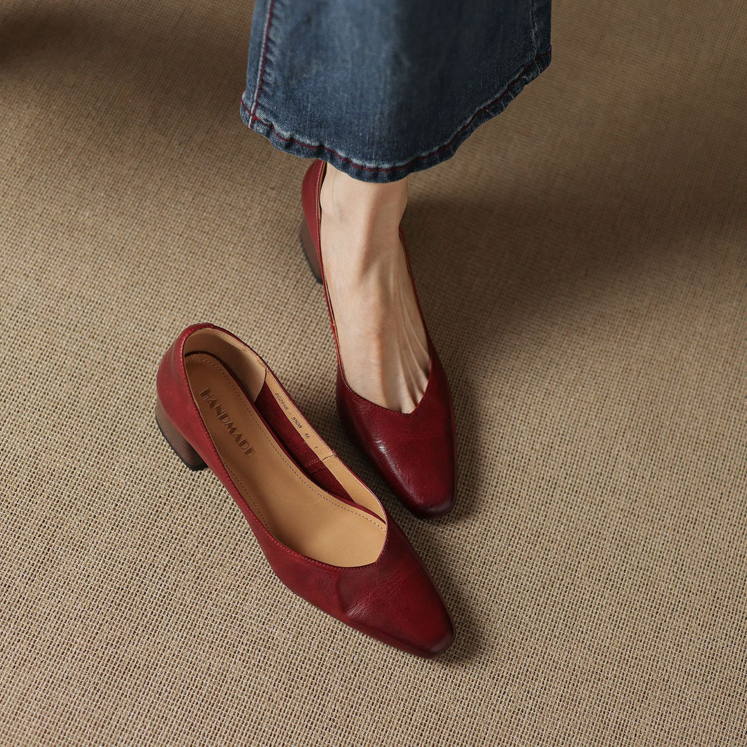Katharine | Square-Toe Leather Pumps
