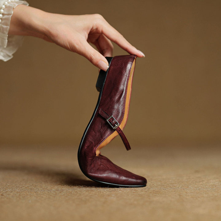 Rosalyn | Round-Toe Leather Flat Mules