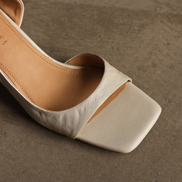 Juliette | Square-Toe Leather Heeled Sandals