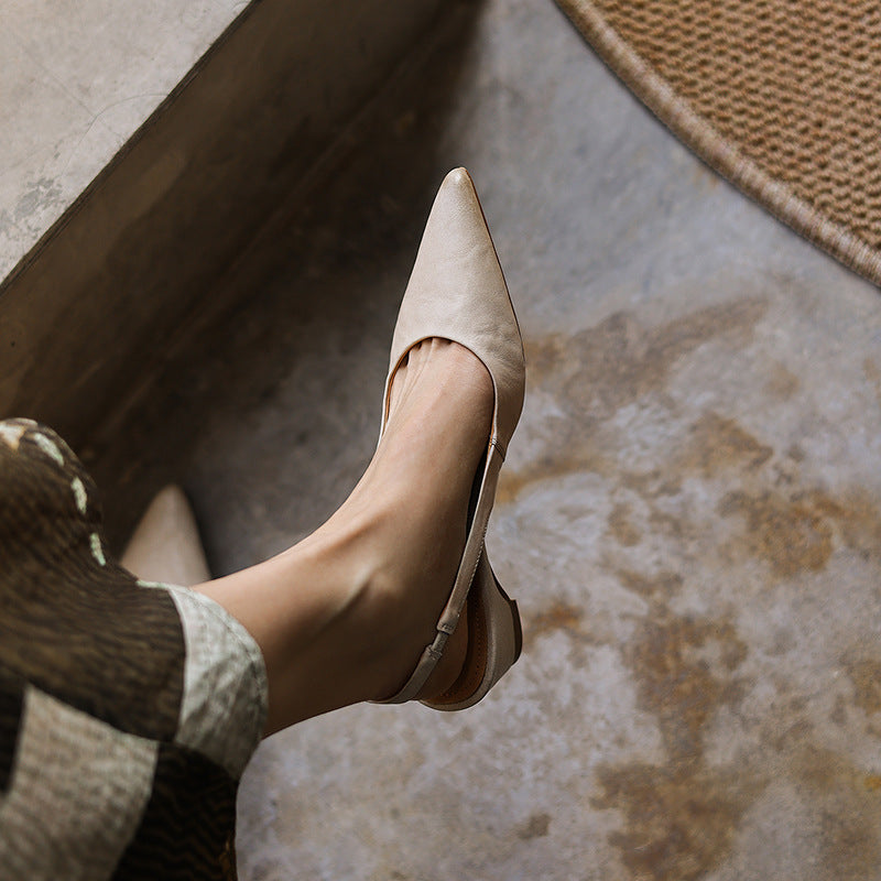 Diana | Sculpted Leather Slingback Heels