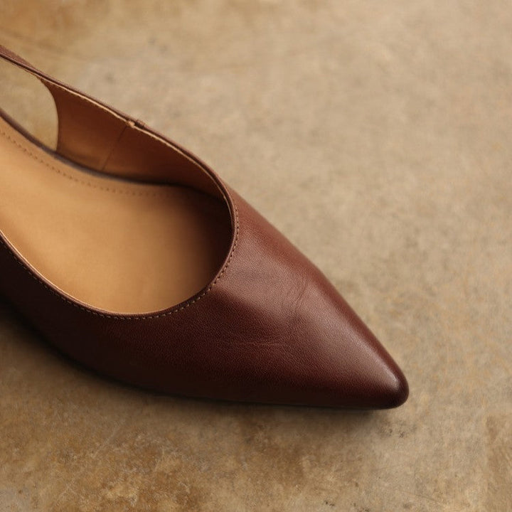 Nora | Pointed Leather Slingback Heels