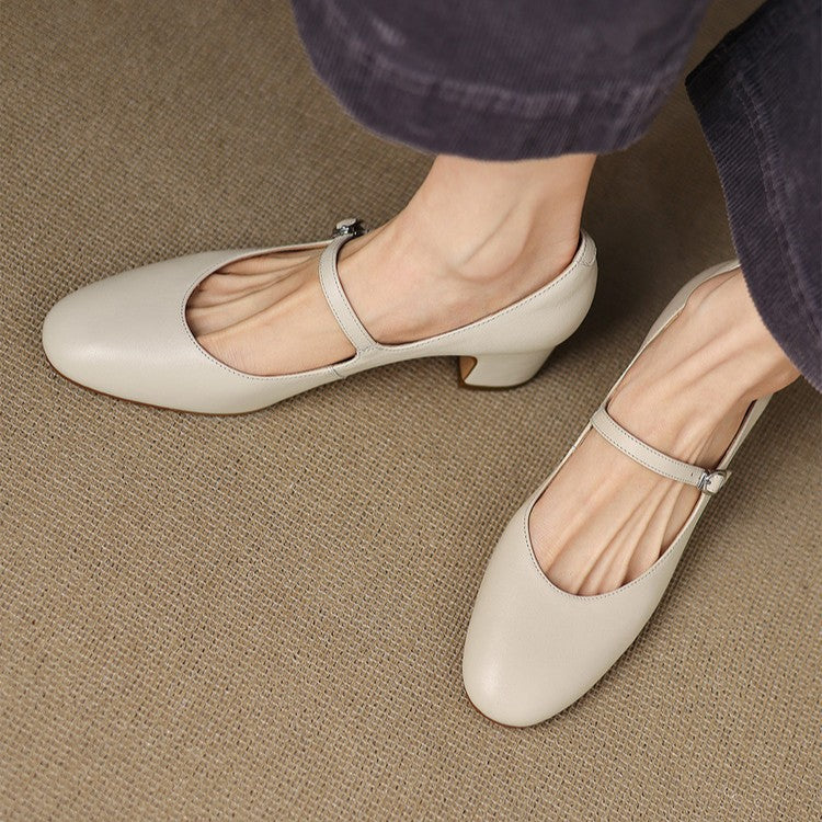 Theodora | Strap Leather Block Heels
