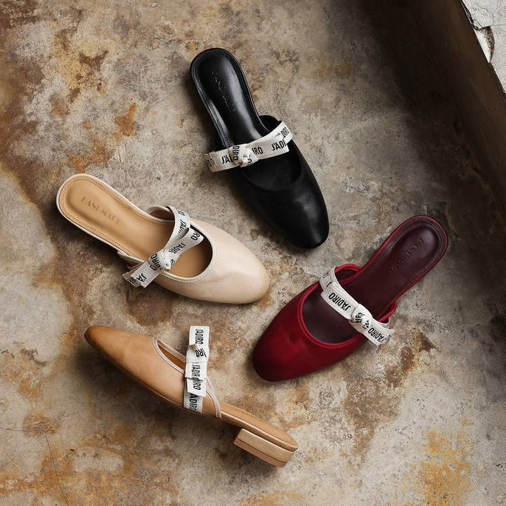 Adele | Bow Leather Heeled Mules
