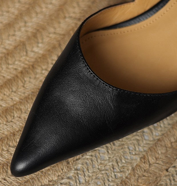 Vivian | Pointed Leather Kitten Heels