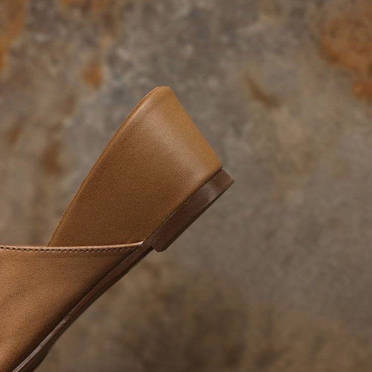 Genevieve | Square-Toe Leather Wedge Mules