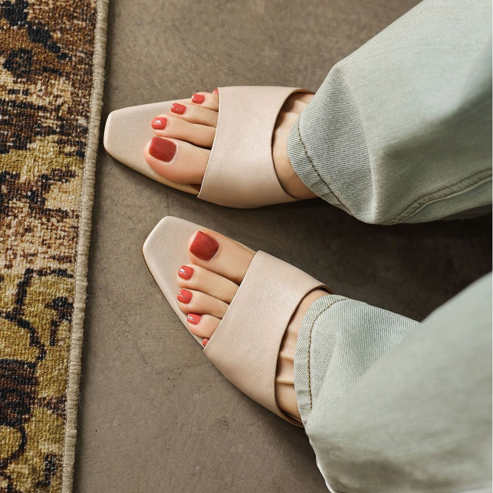 Nadine square-toe leather wedge mules, all four colors