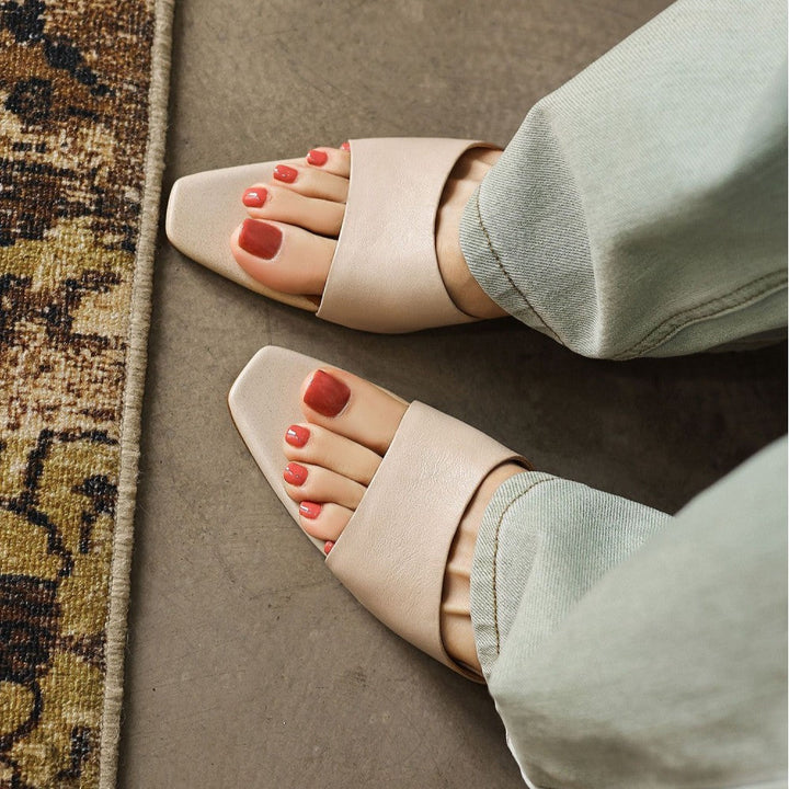 Nadine square-toe leather wedge mules, all four colors