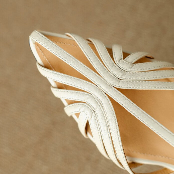 Patricia woven T-strap heels, both colors side by side