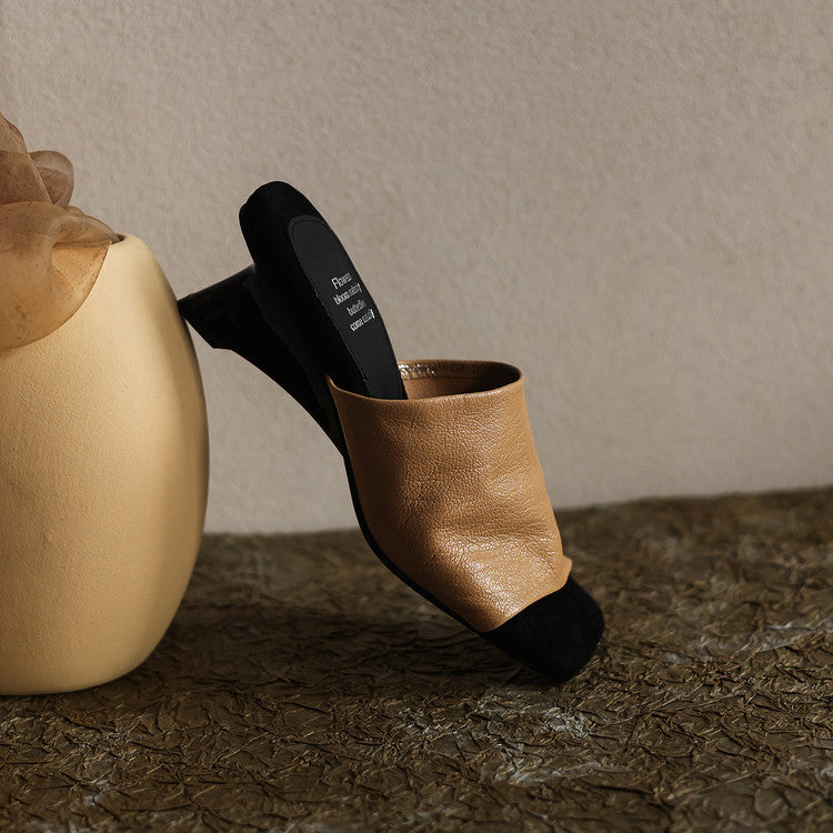 Sylvia sandal mules, detail of wide front strap