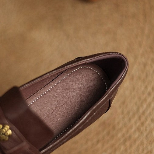 Sylvie | Square-Toe Leather Loafer Pumps
