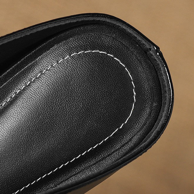 Iris | Pointed Leather Heeled Mules