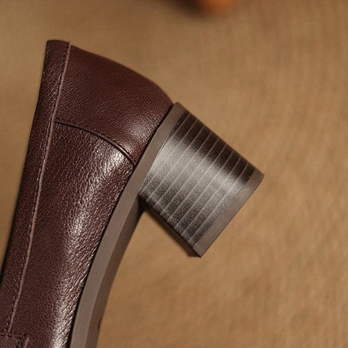 Sylvie | Square-Toe Leather Loafer Pumps
