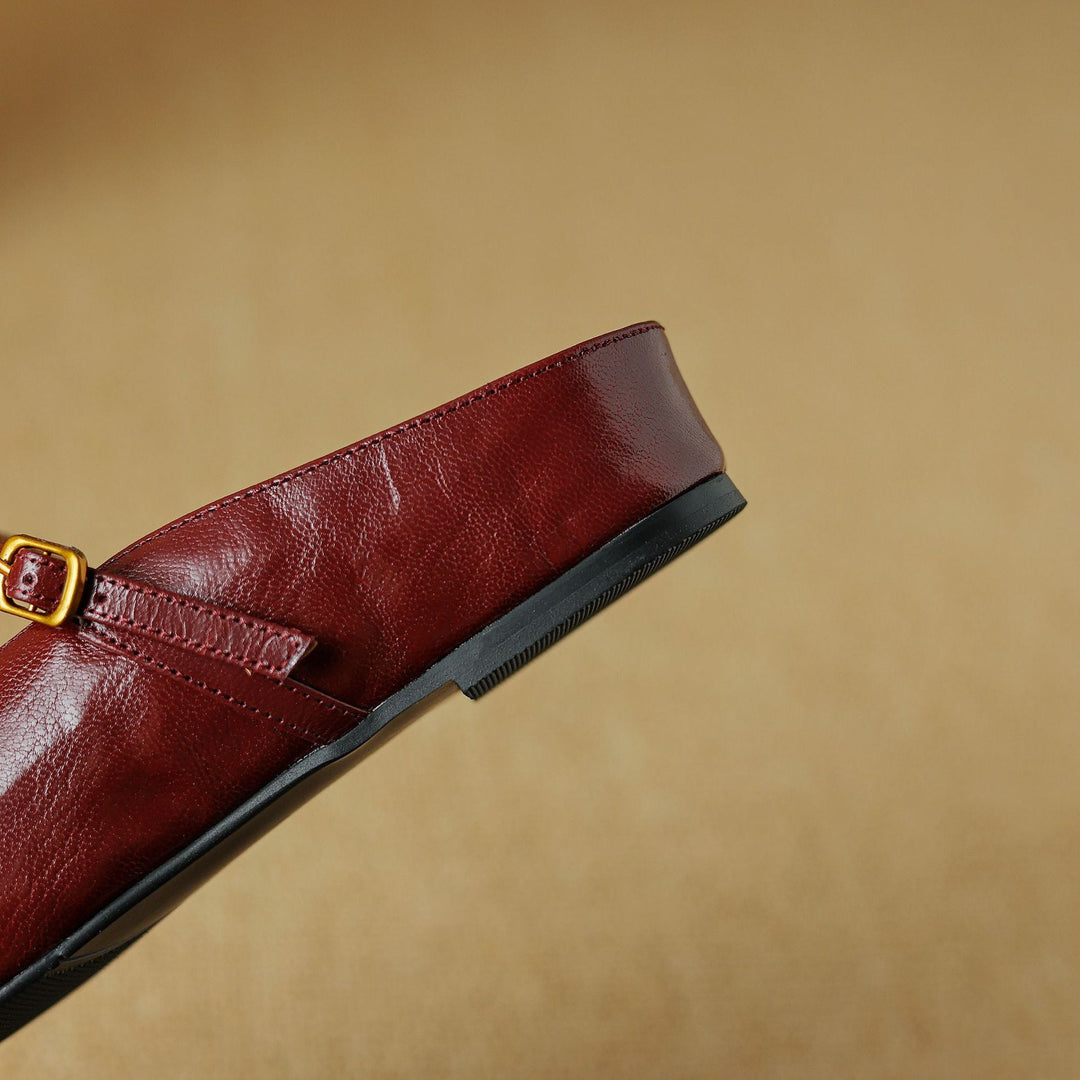 Simone | Strap Leather Flat Mules