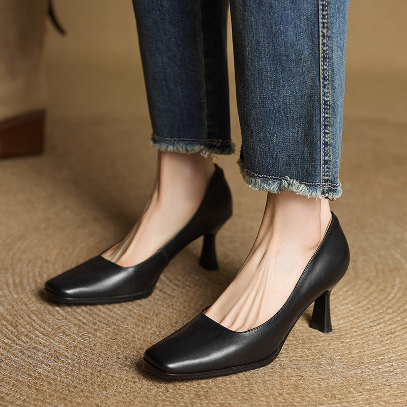 Lorena | Square-Toe Leather Pumps