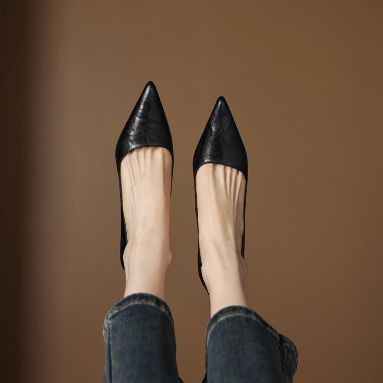Marion | Pointed Leather Low Pumps