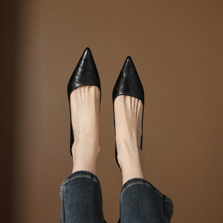 Marion | Pointed Leather Low Pumps