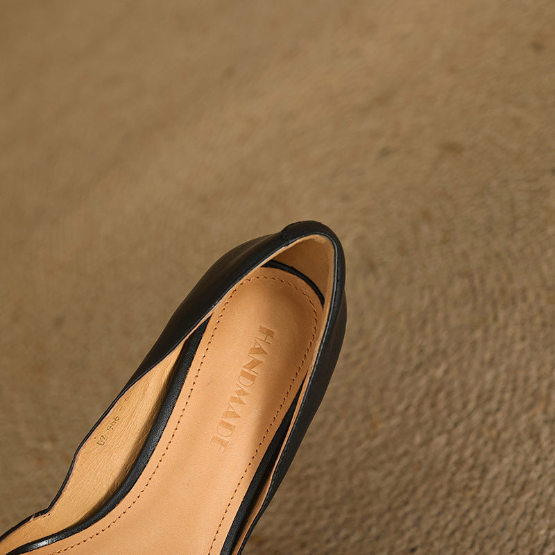 Gretchen | Pointed Leather Mid-Heel Pumps