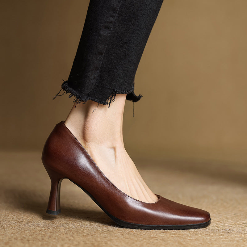 Sandstone Beige Lorena pumps styled for the office