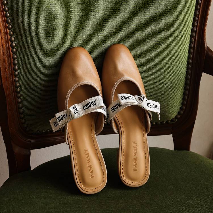 Adele | Bow Leather Heeled Mules