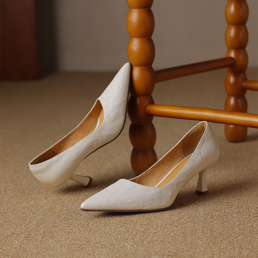 Paloma pointed lambskin slim-heel pumps, all four colors