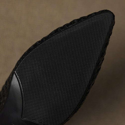 Women's pointed woven leather mules, front view