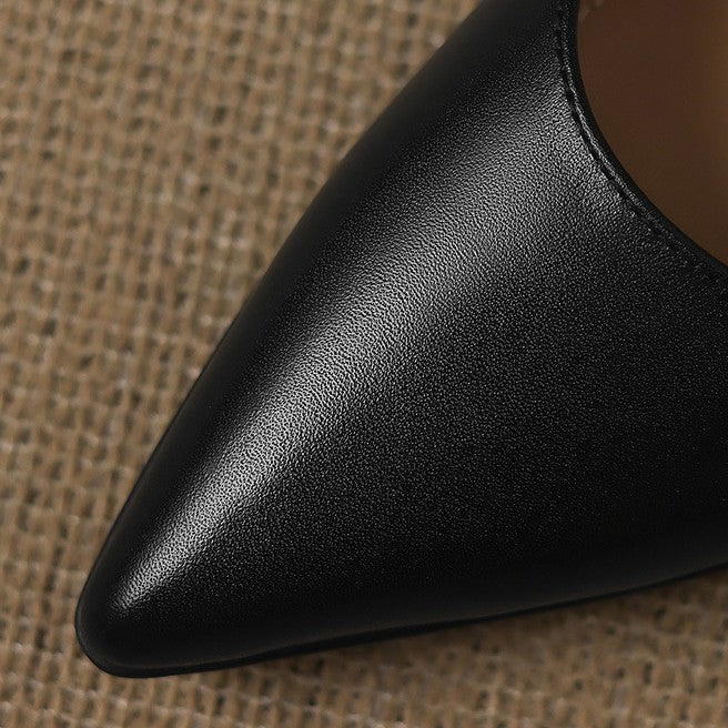 Adeline | Pointed Leather Kitten Heels