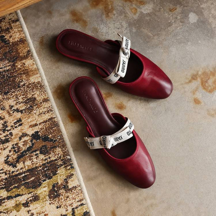 Adele | Bow Leather Heeled Mules