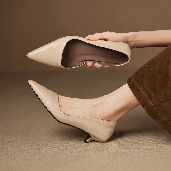 Rosalind | Leather Kitten Heel Pumps