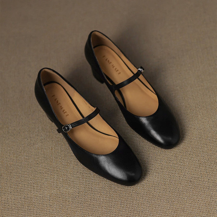 Theodora | Strap Leather Block Heels